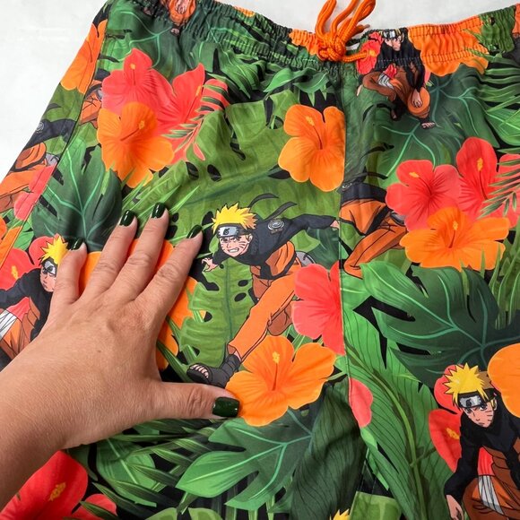 Naruto Mens Trunks Swim ShortsMulticolor Floral Drawstring Pockets medium - Picture 3 of 6